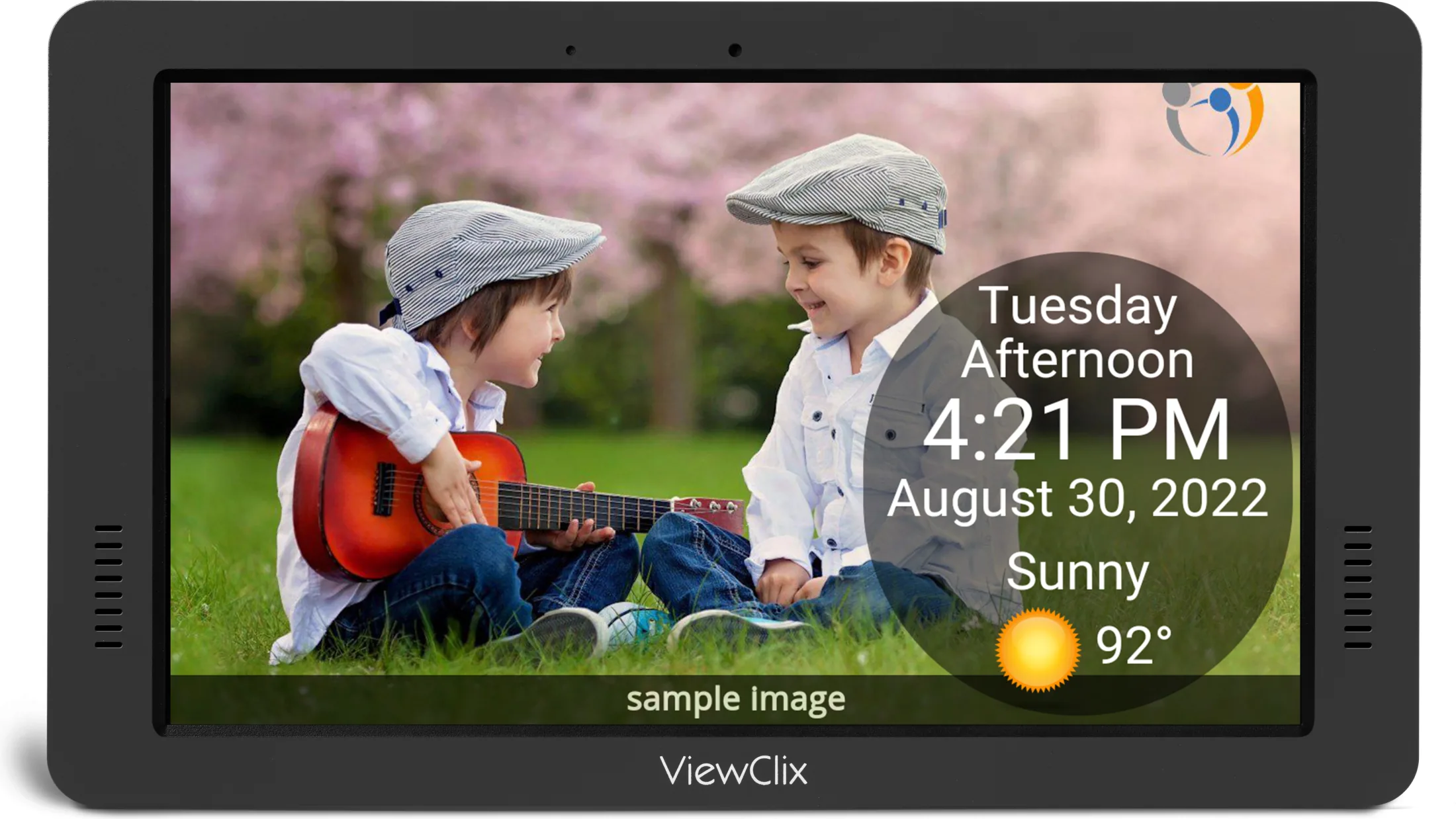 Day clock widget on a ViewClix frame