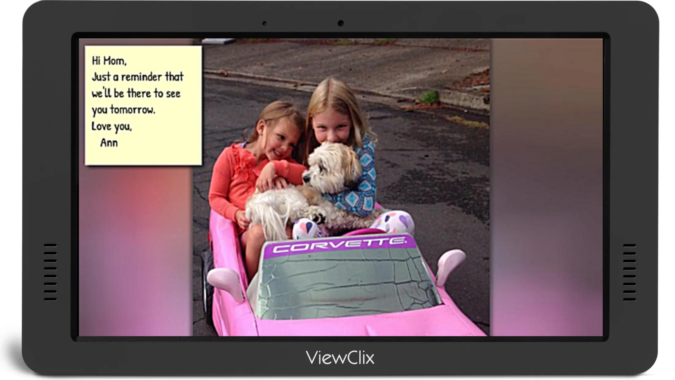 Sticky note reminder on a ViewClix frame