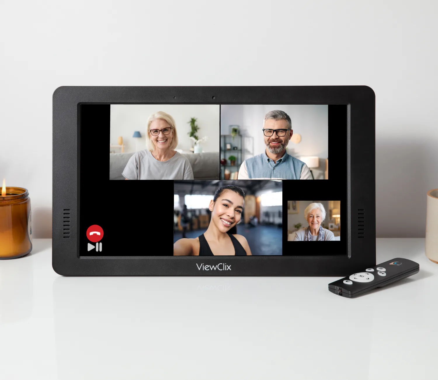 Family group video call on a ViewClix frame